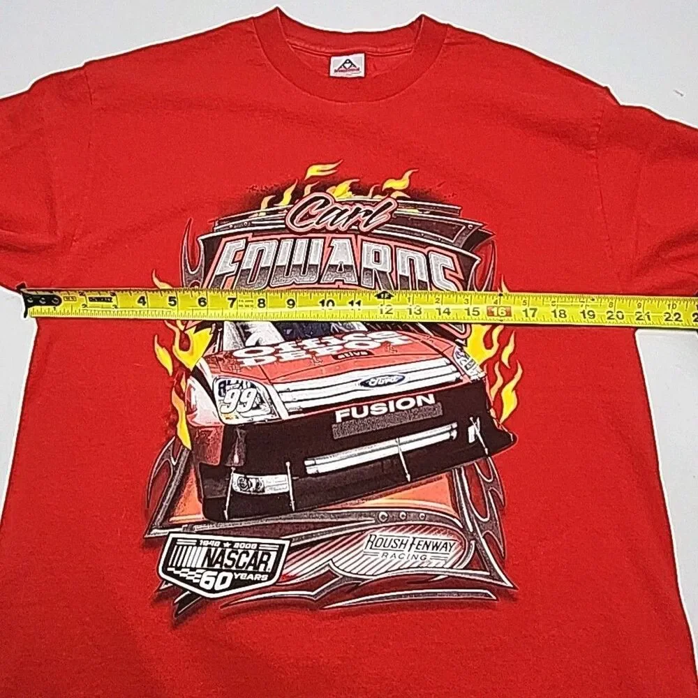 Carl Edwards T-Shirt Red Men Sz Large Nascar #99 Auto Racing 2008 Ford Rousch